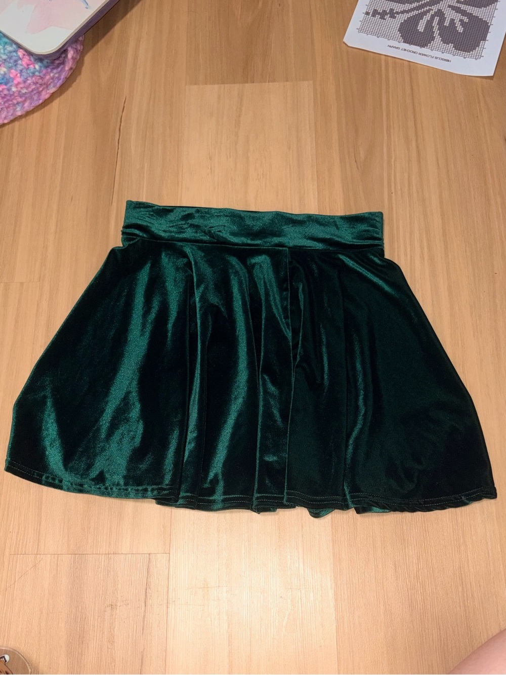 Urban Outfitters Emerald Green Velvet Skater Skirt
